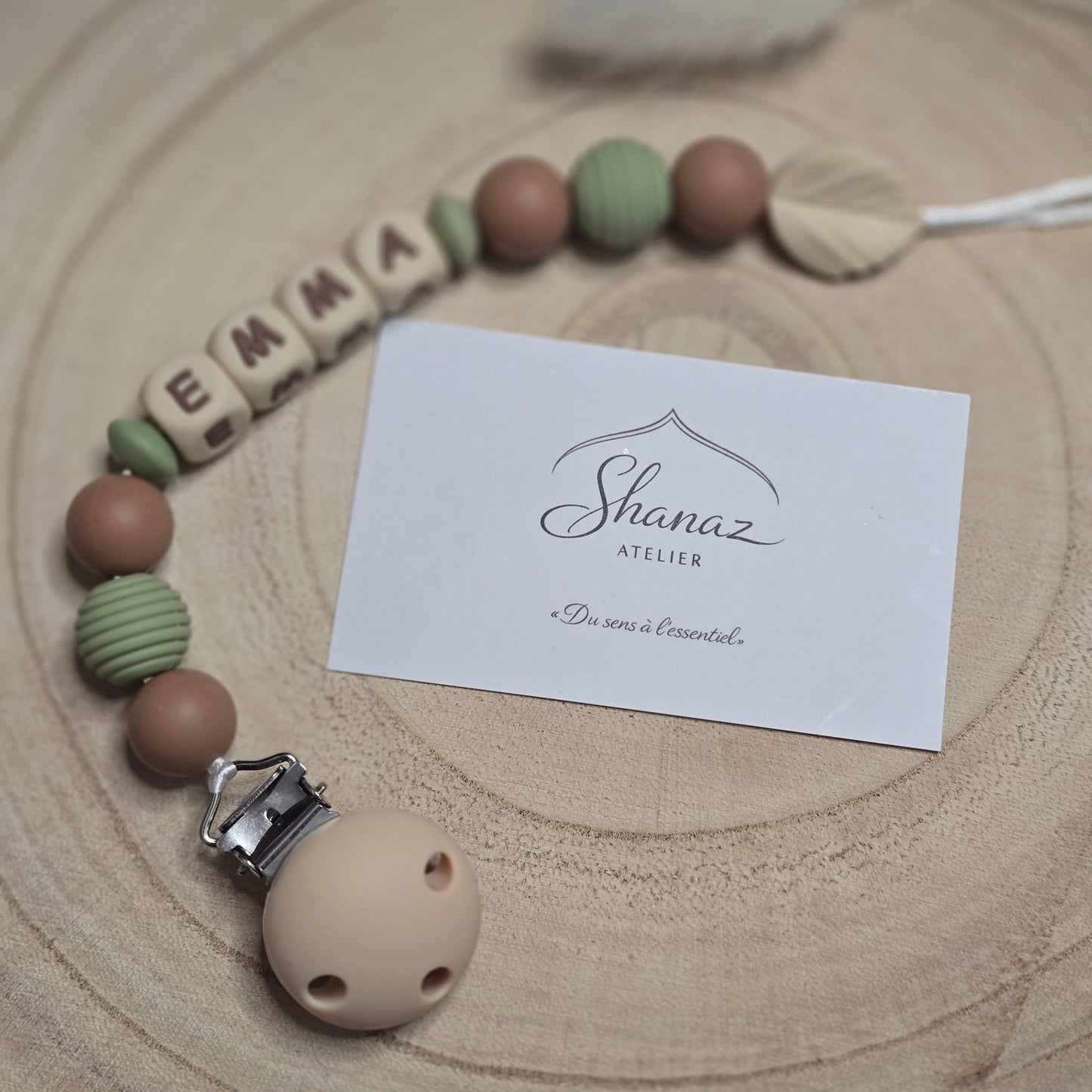 Attache-tétine personnalisée Modèle Emma nature