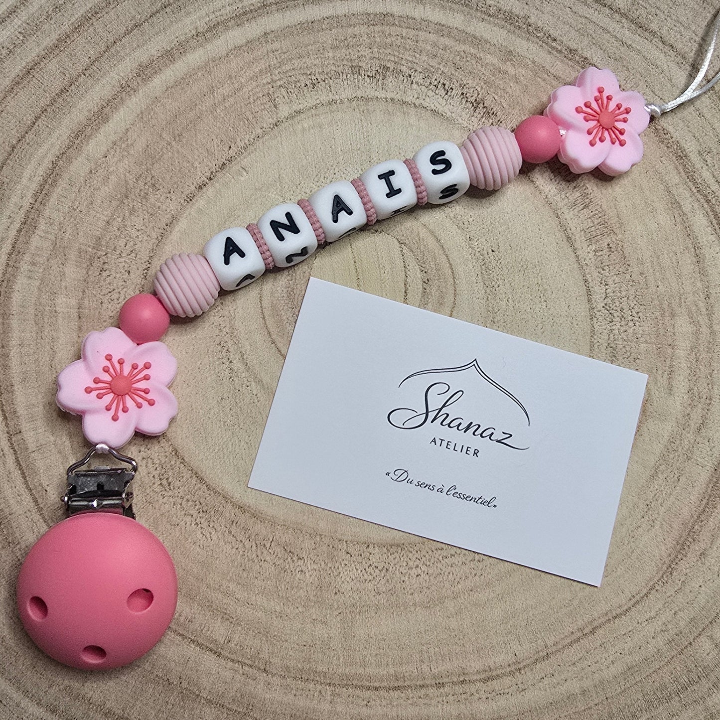 Attache-tétine personnalisée Modèle Anais sakura