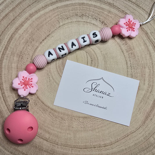 Attache-tétine personnalisée Modèle Anais sakura