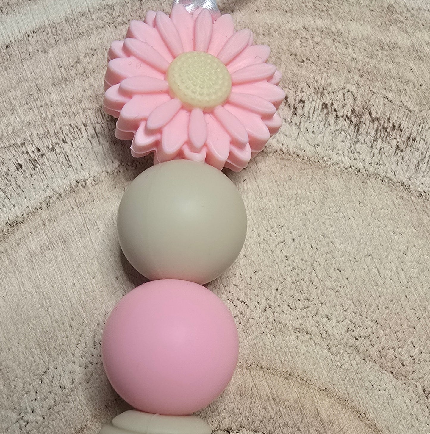 Attache-tétine personnalisée Modèle Jumana monstera rose