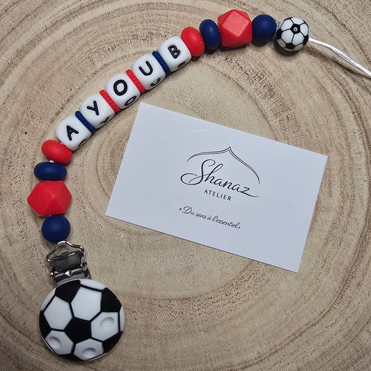 Attache-tétine personnalisée Modèle Ayoub passion foot