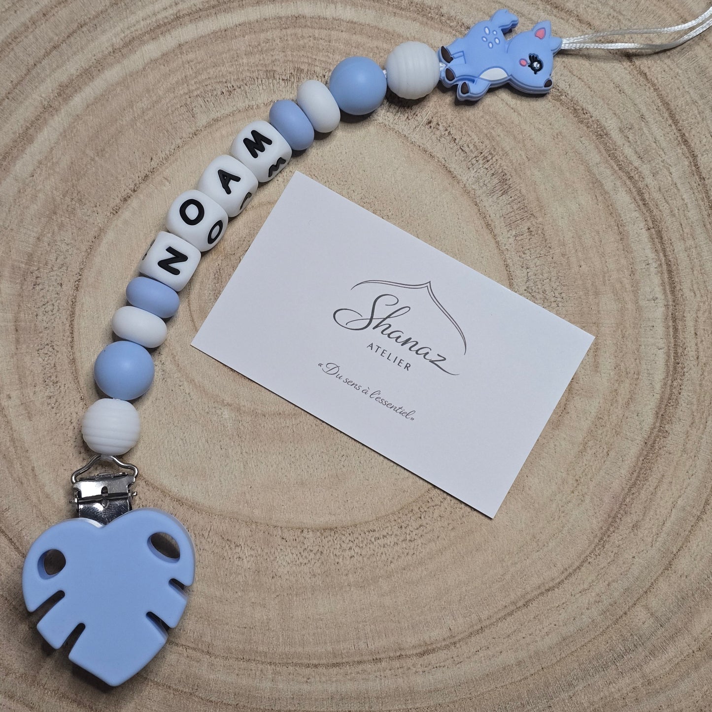 Attache-tétine personnalisée Modèle Noam Petit Faon