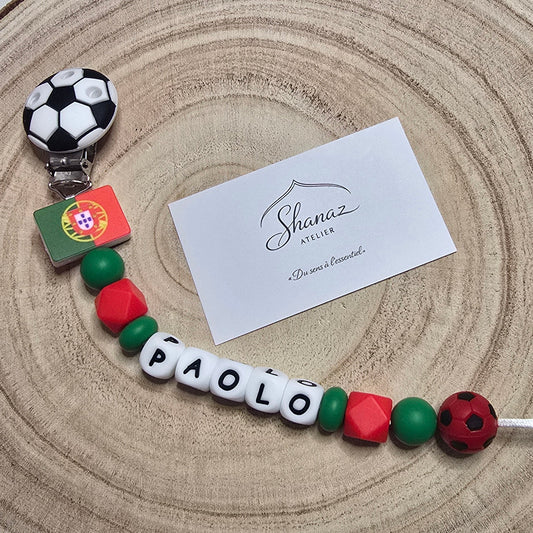 Attache-tétine personnalisée Modèle Foot - Portugal