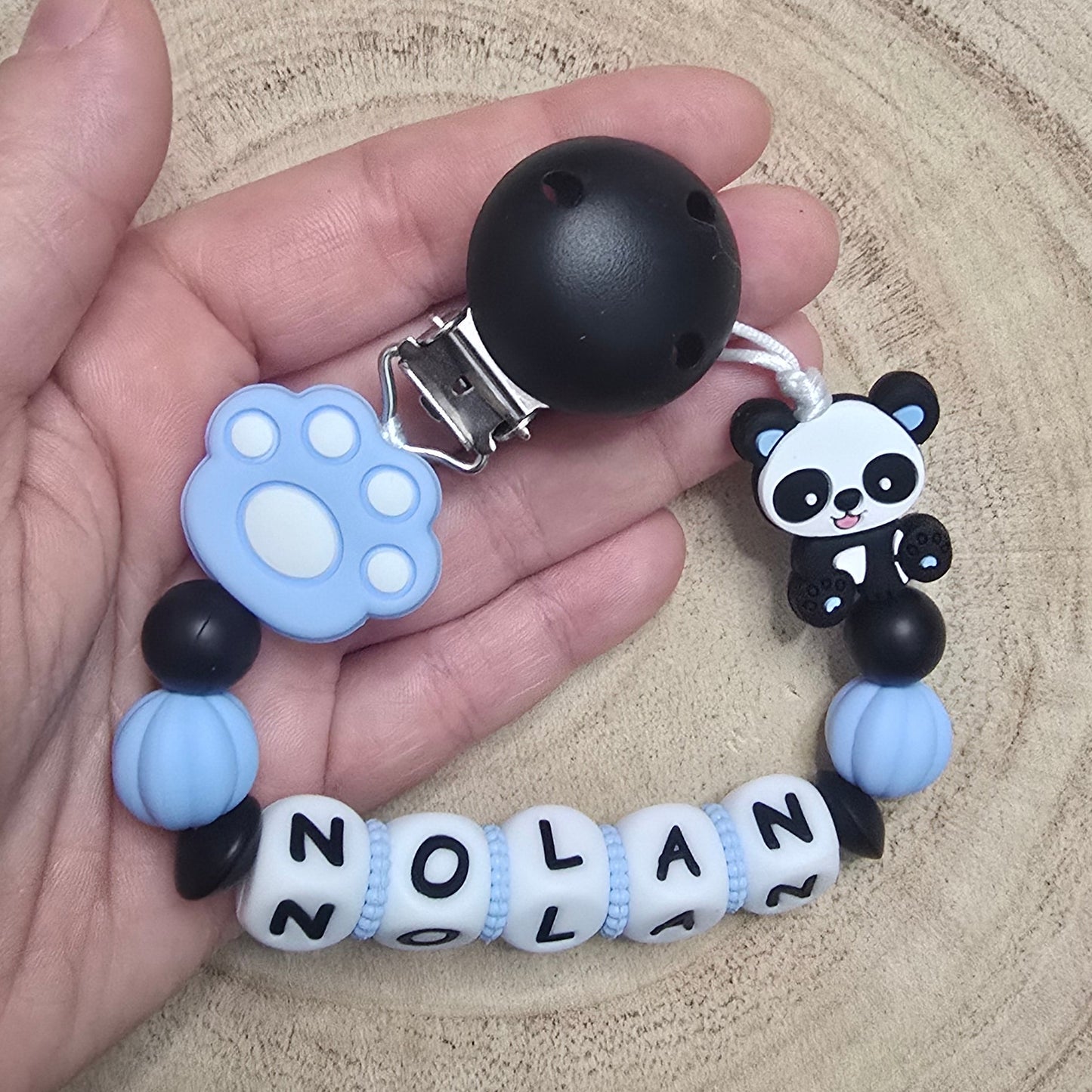 Attache-tétine personnalisée Modèle Nolan Panda