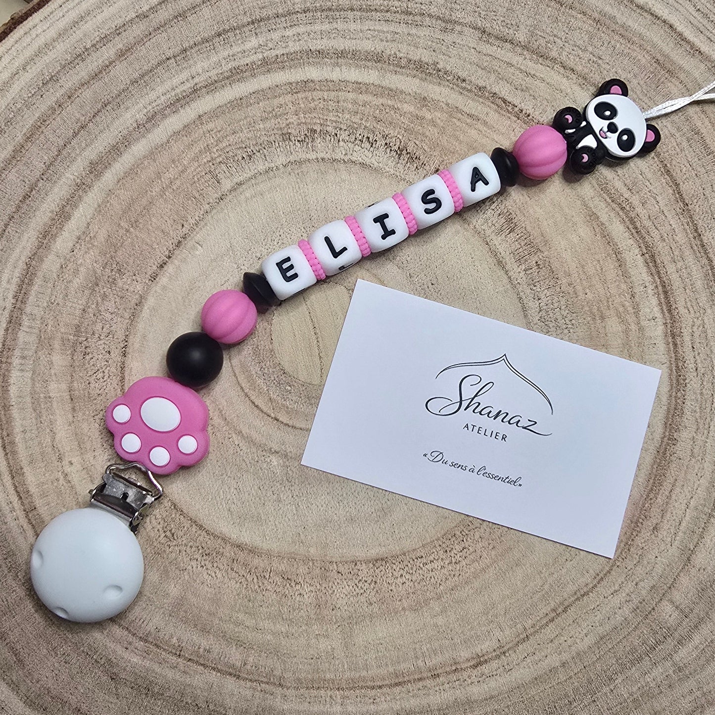 Attache-tétine personnalisée Modèle Nolan Panda
