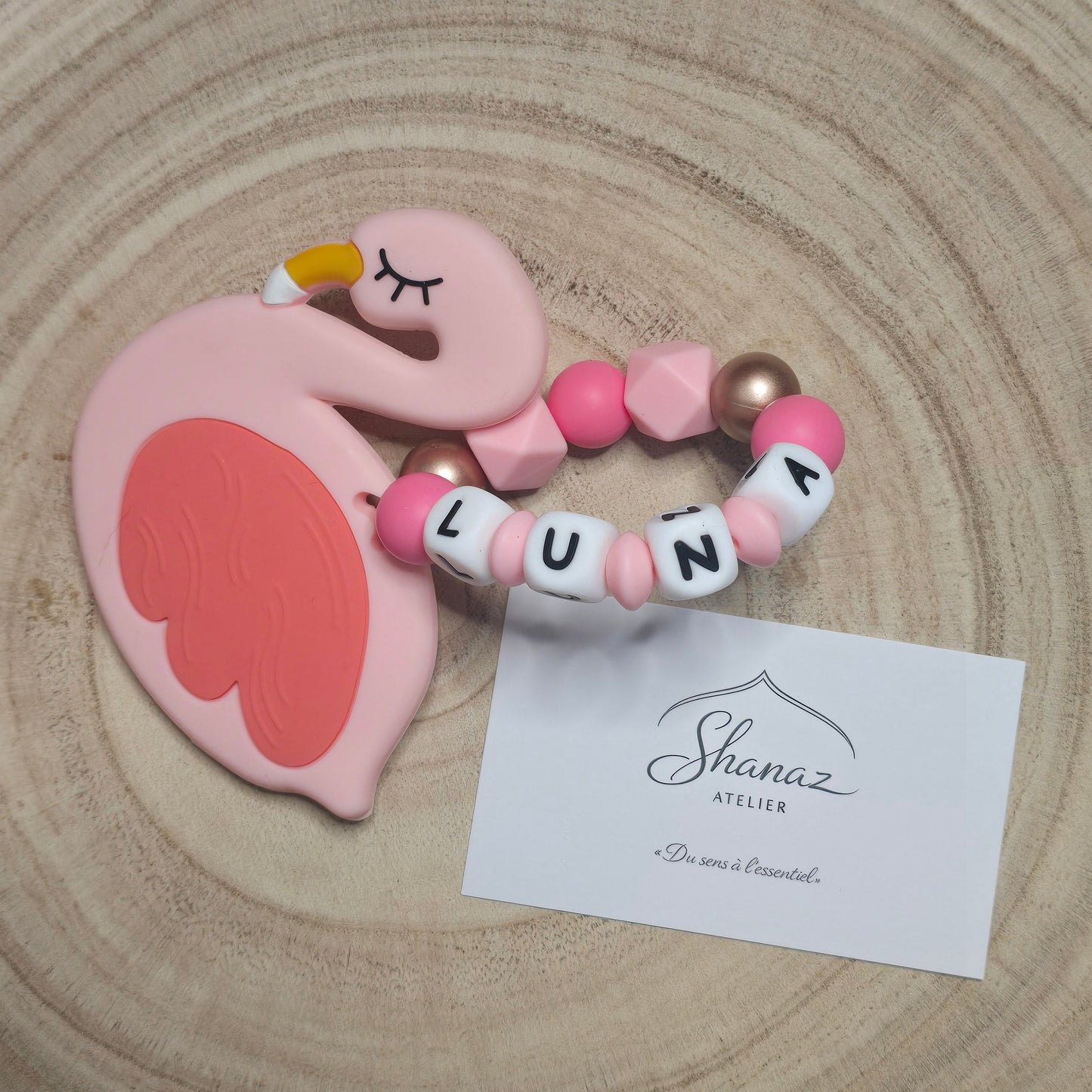 Anneau de dentition Luna Flamant rose