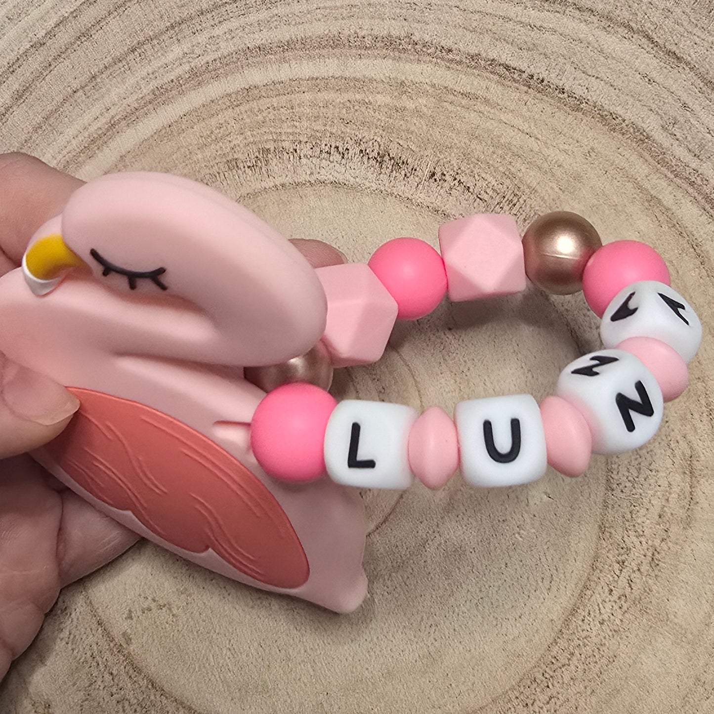 Anneau de dentition Luna Flamant rose