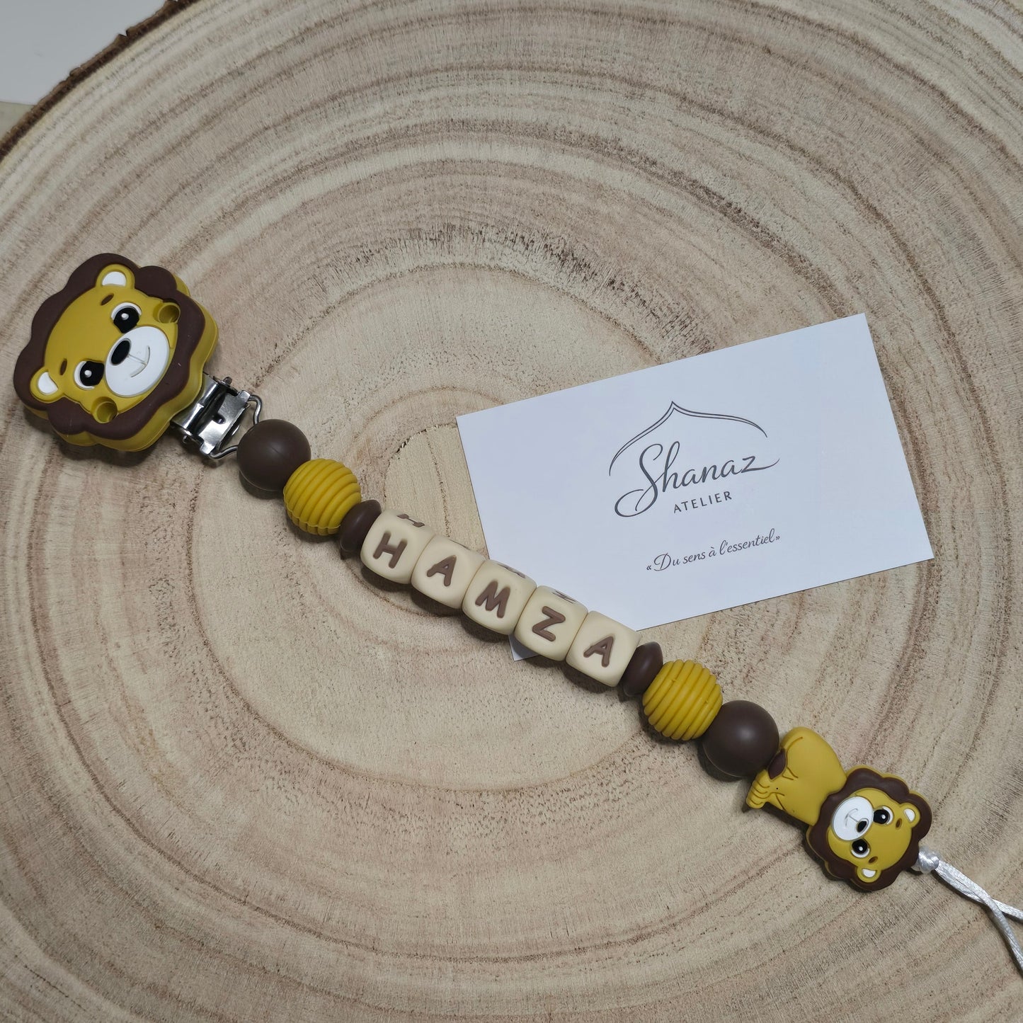 Attache-tétine personnalisée Modèle Hamza Lion