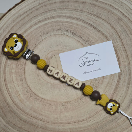 Attache-tétine personnalisée Modèle Hamza Lion