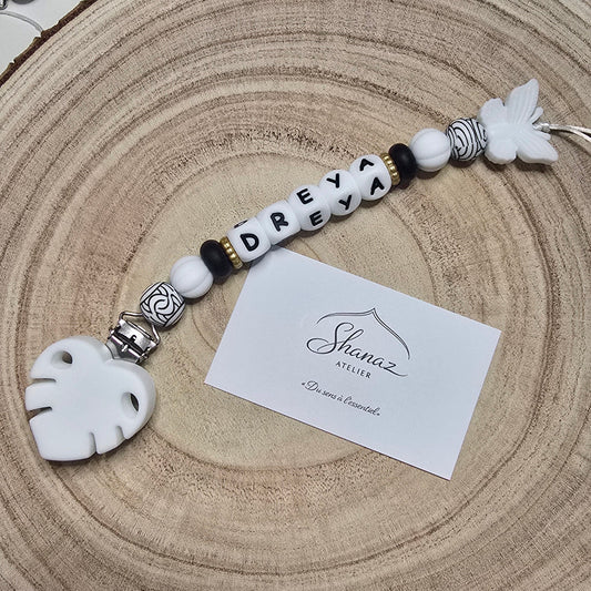 Attache-tétine personnalisée Modèle Dreya Papillon