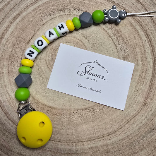 Attache-tétine personnalisée Modèle Noah Tortue