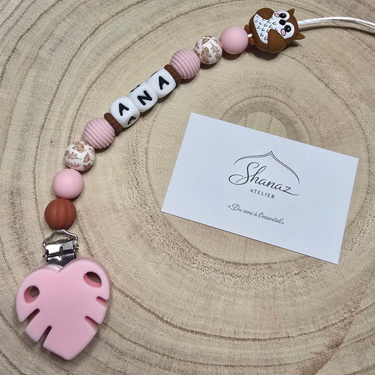 Attache-tétine personnalisée Modèle Ana Hibou