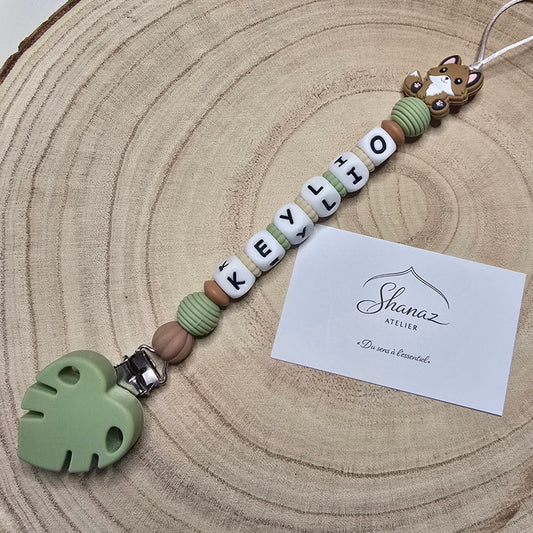 Attache-tétine personnalisée Modèle Keylio Renard nature