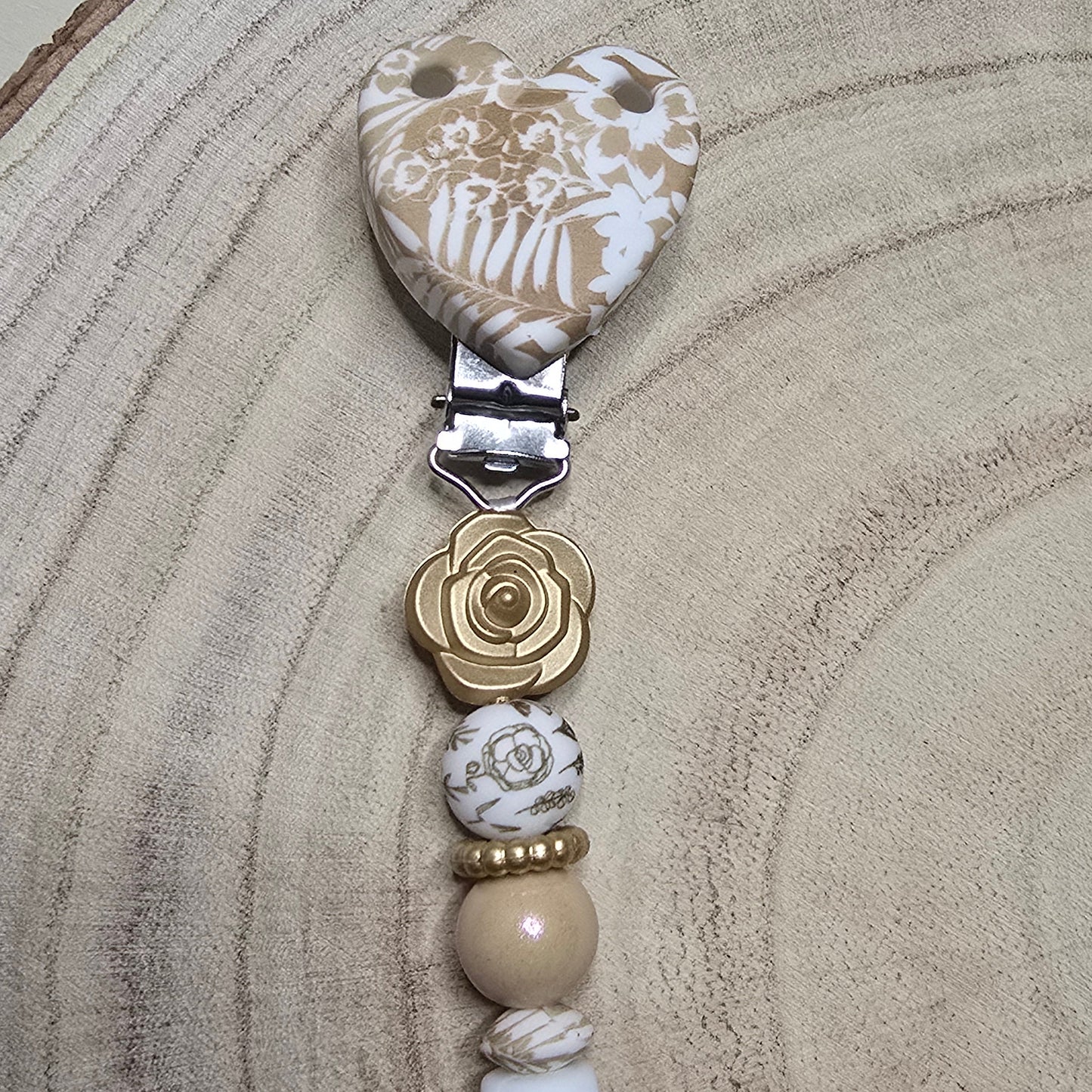 Attache-tétine personnalisée Modèle Lamia Rose impériale