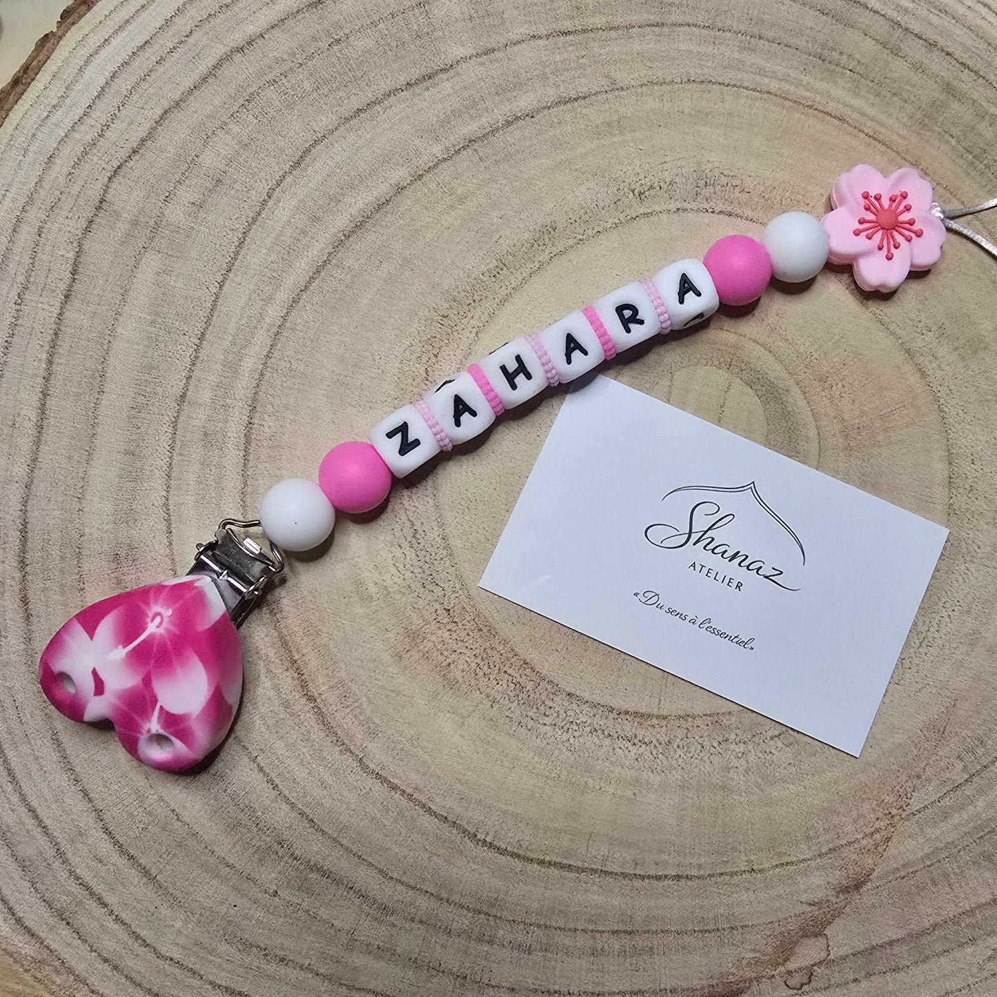 Attache-tétine personnalisée Modèle Zahara Fleur