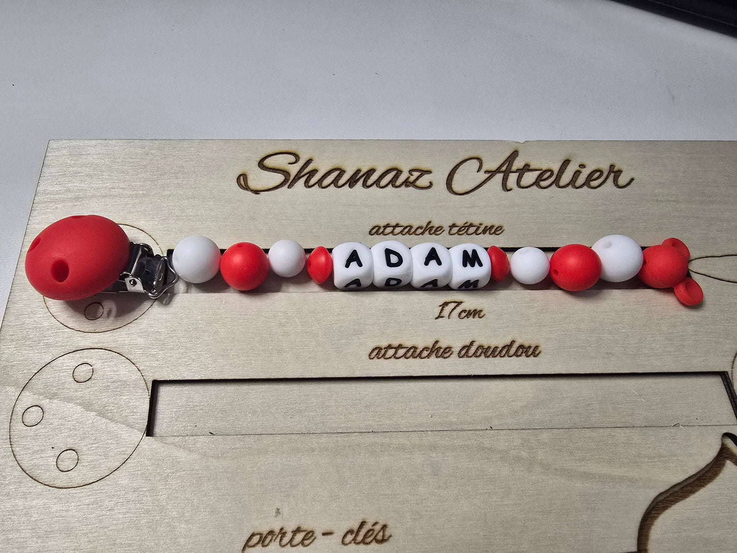 Attache-tétine personnalisée Adam Souris coloris orchidée