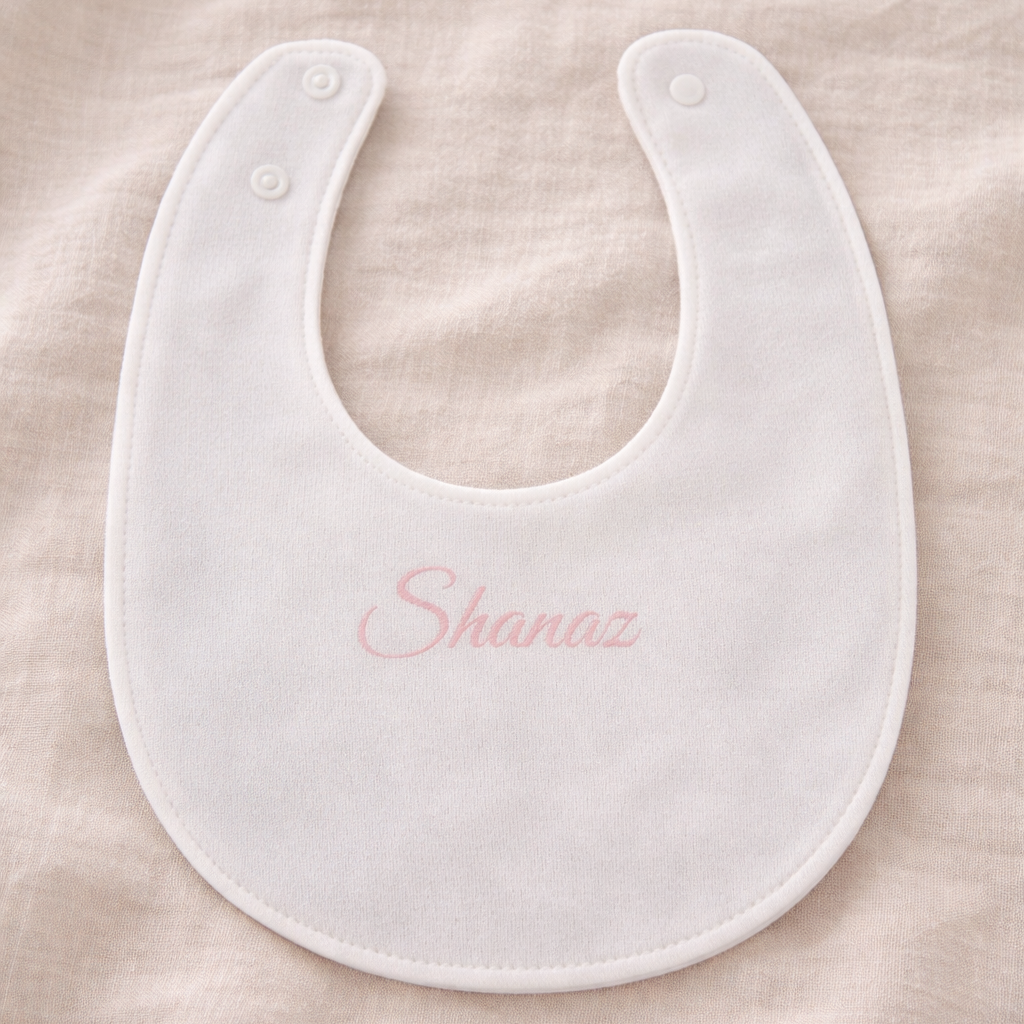 Bavoir bébé personnalisé prénom flocage vinyle thermocollé