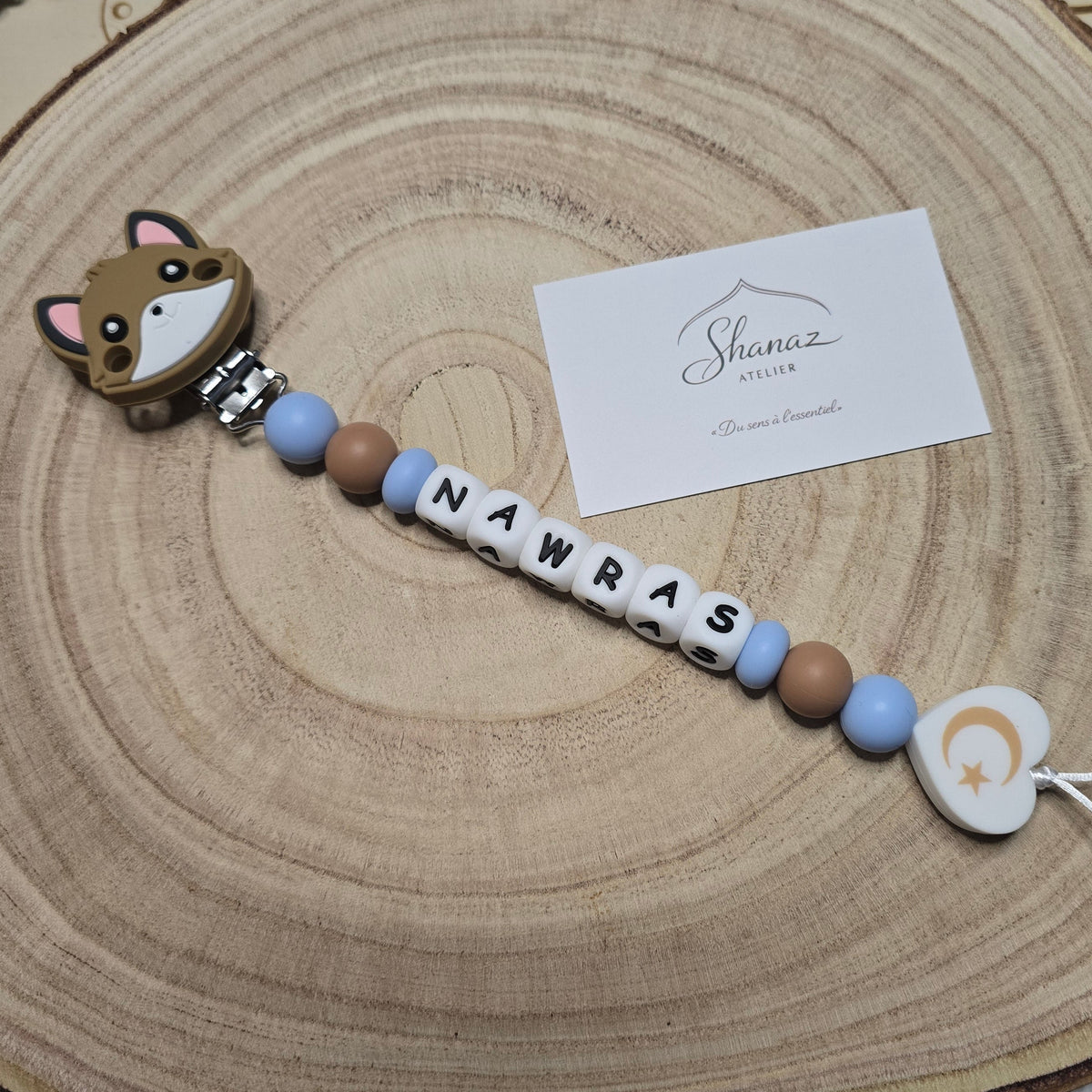 Attache-tétine personnalisée Modèle Nawras Petit renard