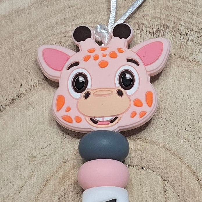 Attache-tétine personnalisée Modèle Tyméïa Girafe rose