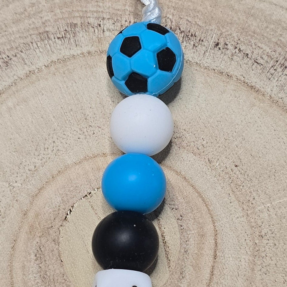 Attache-tétine personnalisée Modèle Azael Football bleu